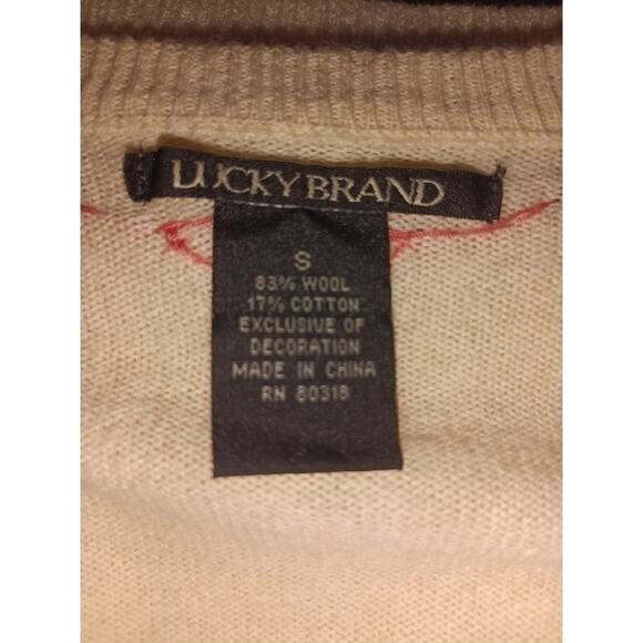 LUCKY Brand Embroidered Beaded Cardigan Beige Small - Picture 4 of 7